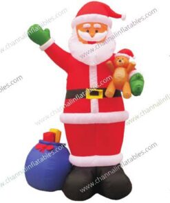 inflatable Santa with teddy bear
