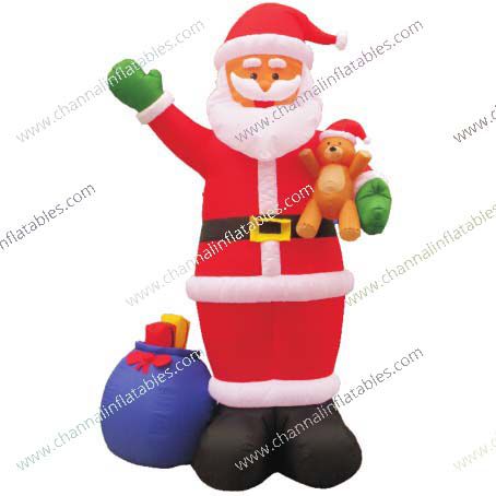 inflatable Santa with teddy bear