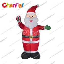 inflatable Santa with candy cane