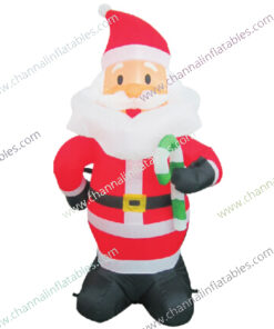 inflatable Santa Claus holding candy cane