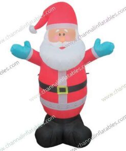inflatable Santa with blue mitten