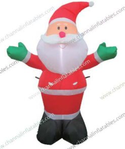 inflatable Santa with green mitten