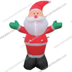 inflatable Santa with green mitten