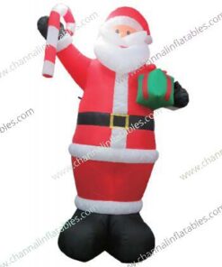 inflatable Santa with candy cane and present