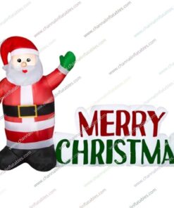 inflatable Santa saying Merry Christmas sign