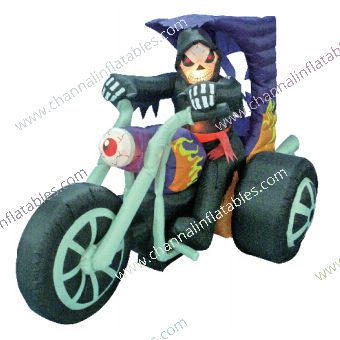 inflatable skeleton riding motorcycle