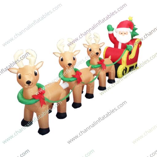 inflatable trio reindeer sleigh
