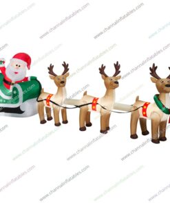 inflatable trio reindeer green sleigh