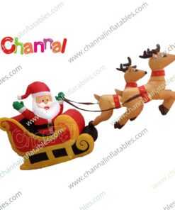 inflatable Santa flying reindeer sleigh
