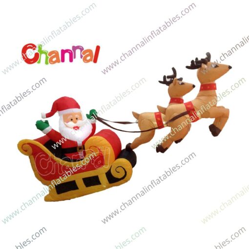 inflatable Santa flying reindeer sleigh