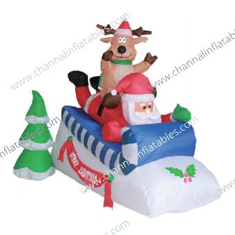 inflatable Santa reindeer sled