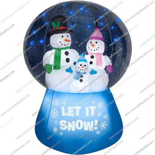 inflatable snowman family snow globe decoration
