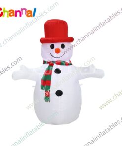 inflatable snowman with red hat