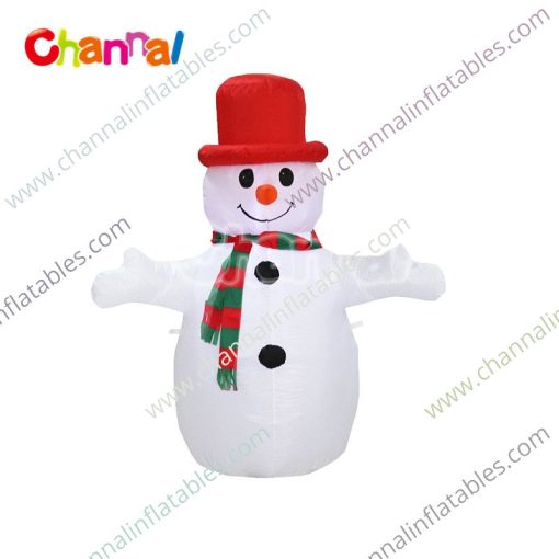 inflatable snowman with red hat