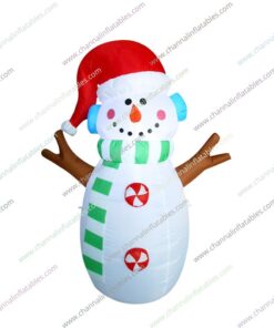 inflatable little snowman with Santa hat