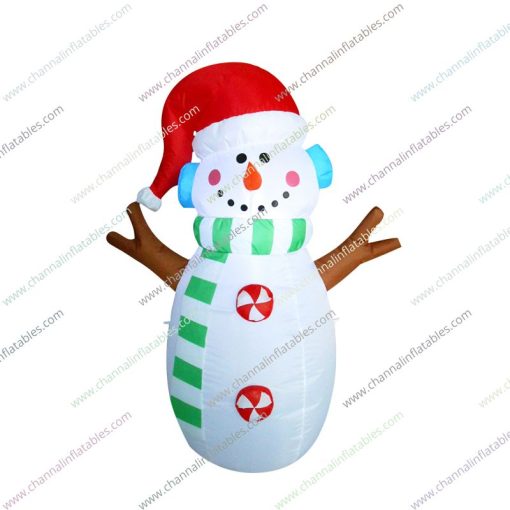 inflatable little snowman with Santa hat