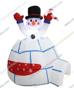 inflatable snowman in ice dome