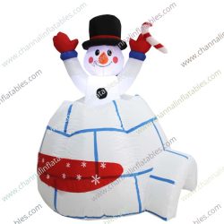 inflatable snowman in ice dome