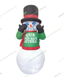 inflatable snowman making funny face