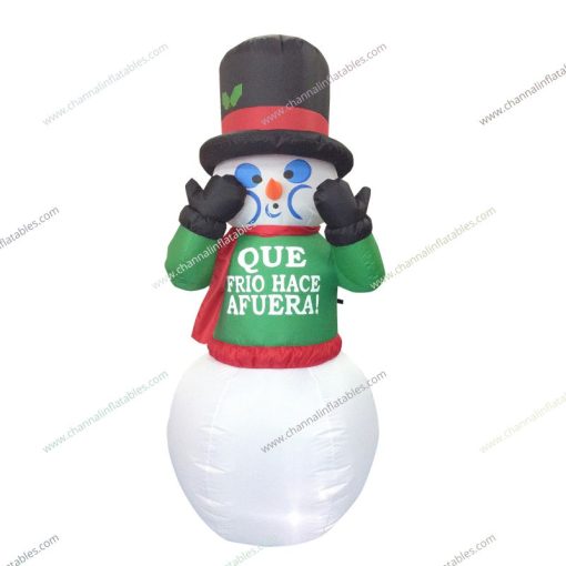 inflatable snowman making funny face
