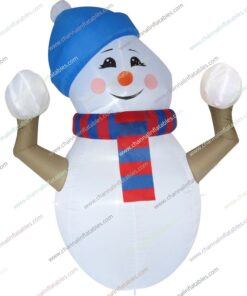 inflatable happy snowman with blue hat