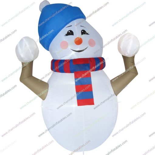 inflatable happy snowman with blue hat