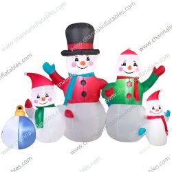 inflatable snowman family