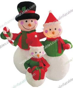 inflatable snowman family