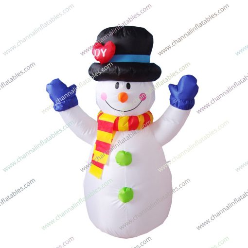 inflatable snowman with joy