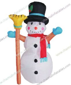 inflatable snowman with broom