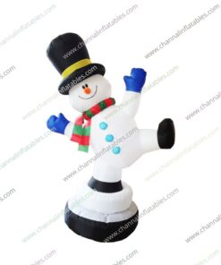inflatable snowman one leg standing