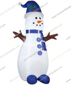 blue inflatable snowman