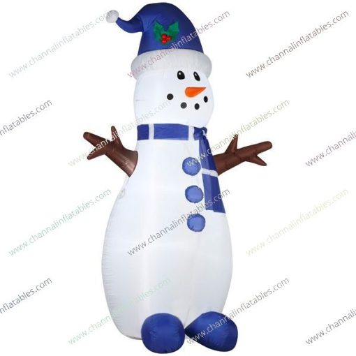 blue inflatable snowman