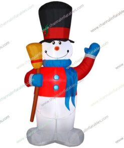 inflatable snowman with broom