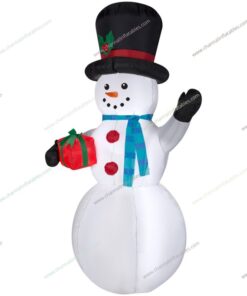 inflatable snowman brings a gift