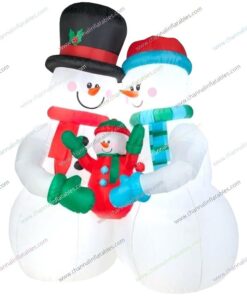 inflatable snowman parents with baby