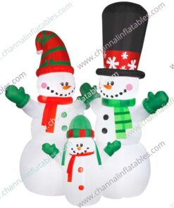 inflatable snowman family