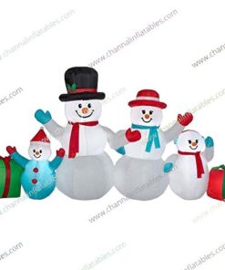 inflatable snowman family with gifts