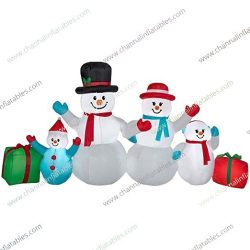 inflatable snowman family with gifts