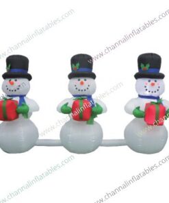 inflatable snowman trio