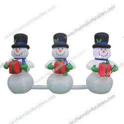 inflatable snowman trio