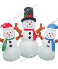 trio inflatable snowman with stick arms