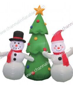 duo inflatable snowman with Xmas tree