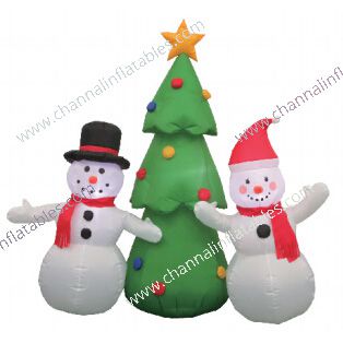 duo inflatable snowman with Xmas tree