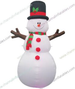 inflatable snowman with holly top hat