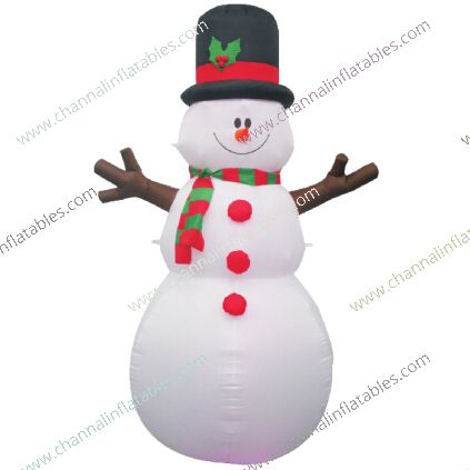 inflatable snowman with holly top hat