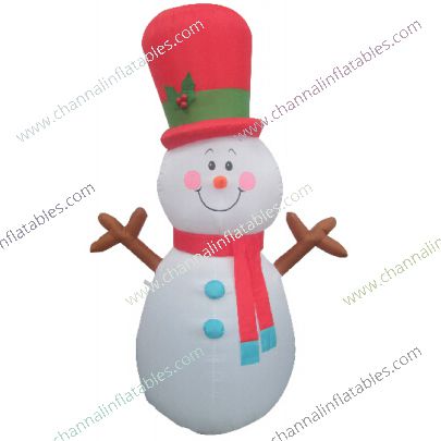 inflatable snowman with red top hat
