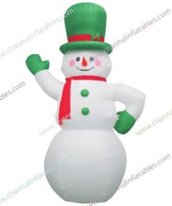 inflatable snowman with green top hat