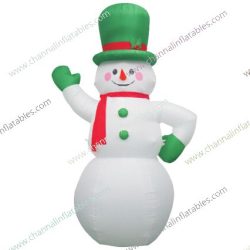 inflatable snowman with green top hat