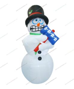 inflatable snowman with brrr sign